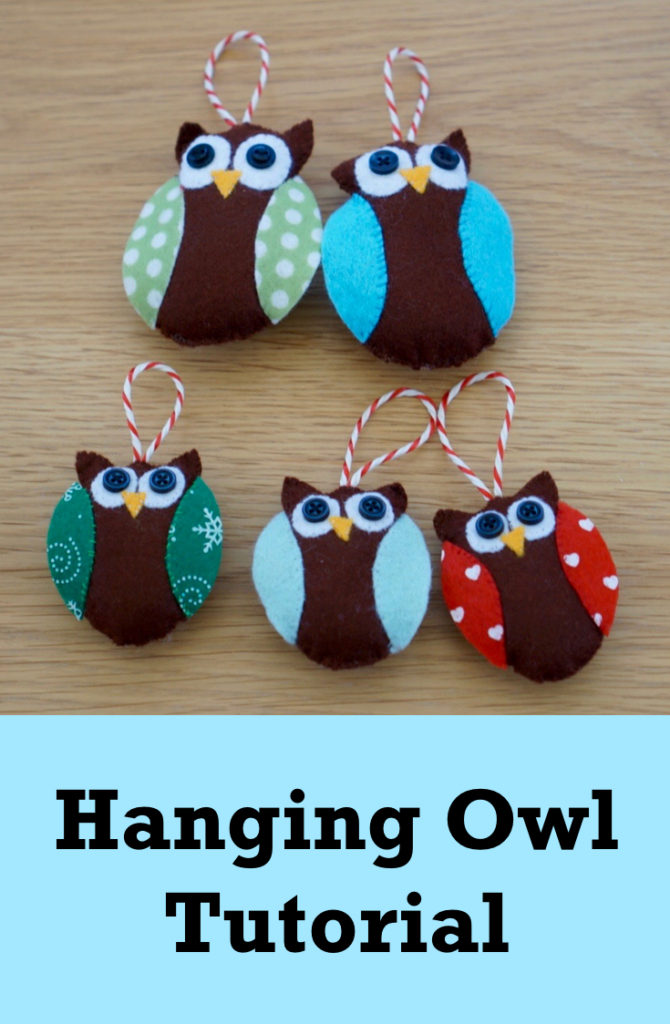 Sewing tutorial. How to make a hanging owl family. Suitable for twiggy tree, Christmas ornaments or hanging banner. Great for new baby gifts